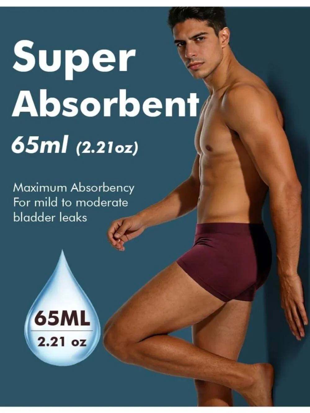 AIRCUTE Men’s Washable Incontinence Underwear 5‑Pack | Large boxer brief